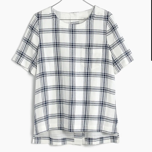 Madewell Industry Button Back Top in Plaid - Picture 2 of 15